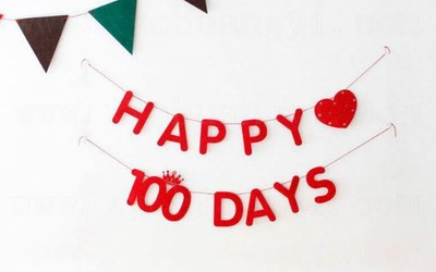 韩版生日派对装饰拉花彩旗拉旗happy 100days不织布挂旗帐篷装饰