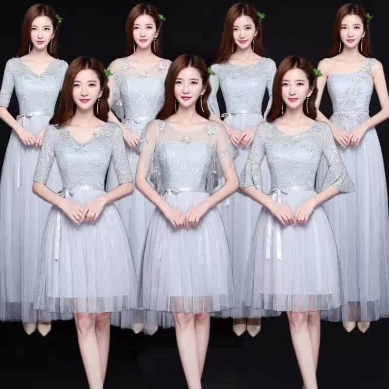 伴娘礼服短款2018新款韩版伴娘服长款灰色显瘦毕业季晚礼服在类目 女装/女士精品, 婚纱/旗袍/礼服, 婚纱中 - 来自Buy2taobao.com提供专业的淘宝代购服务