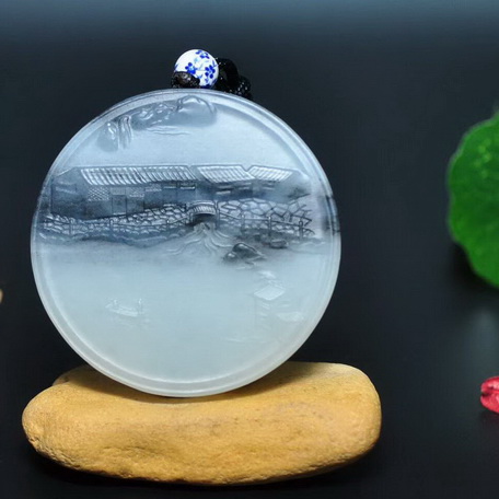 和田玉 青花 山水牌 意境悠遠 水墨青山 圓牌在類目 珠寶/鑽石/翡翠/黃金, 和田玉, 頸飾中 - 來自Buy2taobao.com提供專業的淘寶代購服務