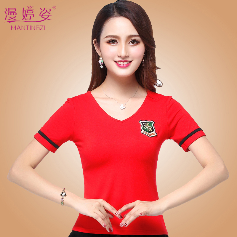 广场舞服装新款上衣夏季短袖跳舞蹈的拉丁舞衣服练功女成人莫代尔|msdalam kategori sukan/Yoga/kecergasan/bekalan peminat, Dance/Aerobik/Gymnastics, Tarian Square, Baju Tarian Square - dari Buy2taobao.com untuk memberikan perkhidmatan ejen Taobao profesional membeli