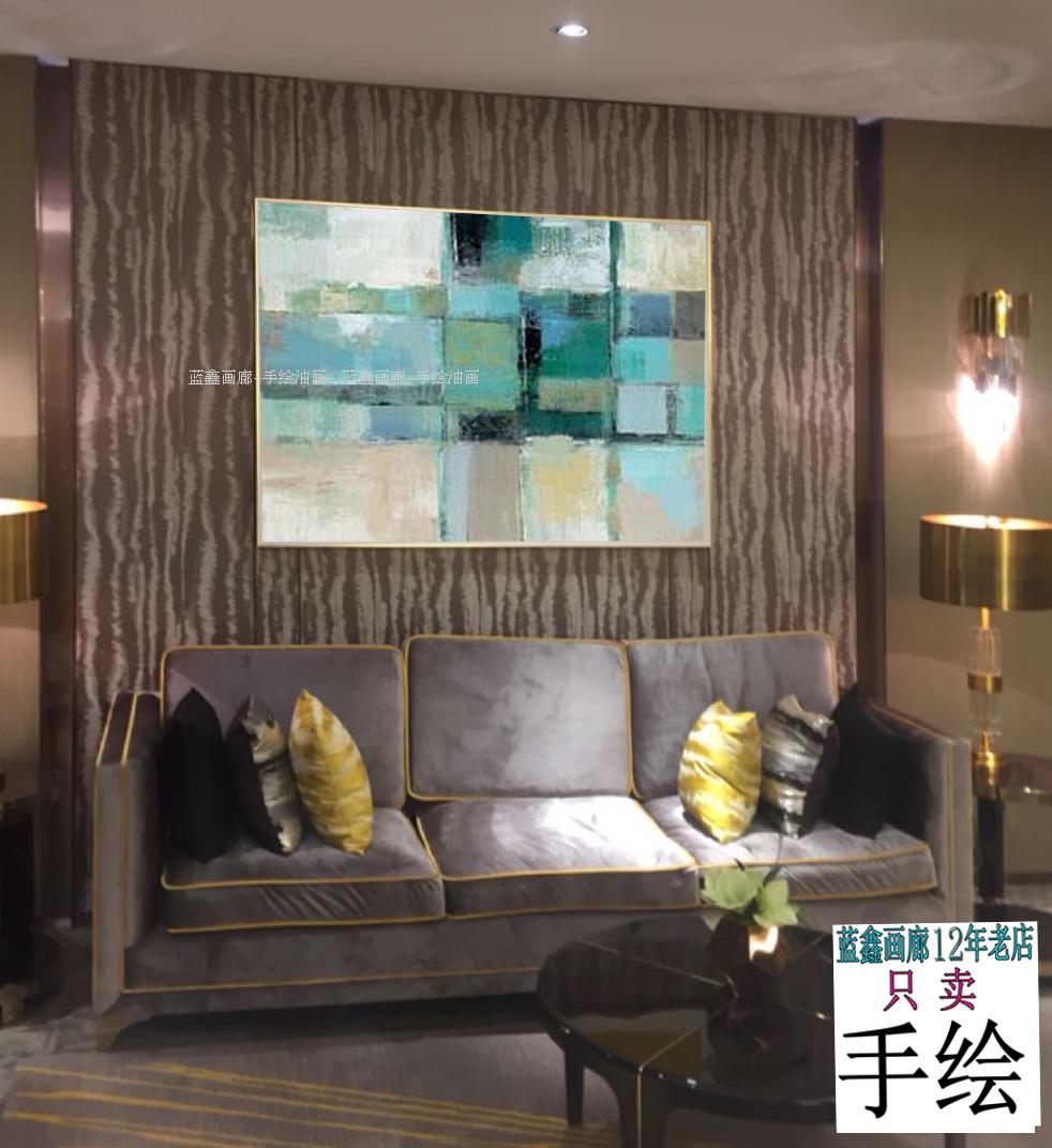 蓝灰色块手绘抽象油画北欧装饰画客厅大幅横版挂画艺术画定制包邮|msdalam kategori Aksesori rumah, lukisan hiasan, lukisan hiasan moden - dari Buy2taobao.com untuk memberikan perkhidmatan ejen Taobao profesional membeli