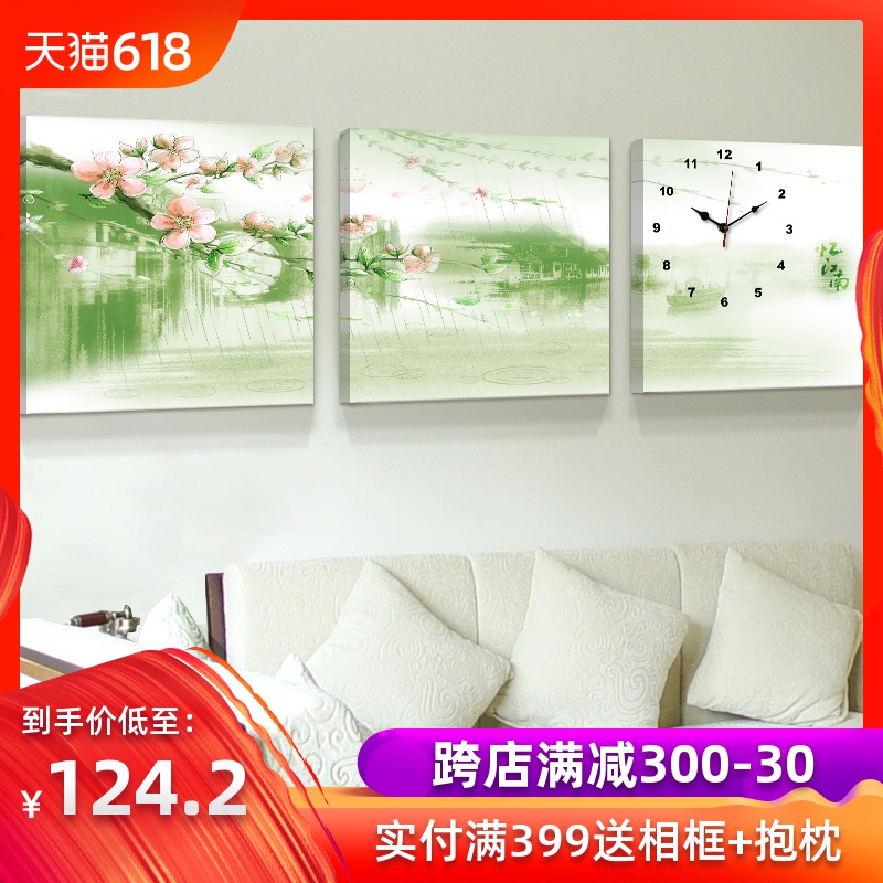 书房卧室三联无框画现代简约客厅装饰画挂钟沙发背景墙画钟表壁画在类目 家居饰品, 装饰画, 无框画挂钟中 - 来自Buy2taobao.com提供专业的淘宝代购服务