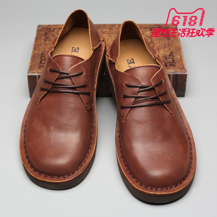 Top layer leather Big head shoes Frock shoes Round Low man leather shoes genuine leather Retro Men's Shoes Martin shoesin the Men's Shoes, Low shoes category - from Buy2taobao.com to provide professional Taobao agent buy service
