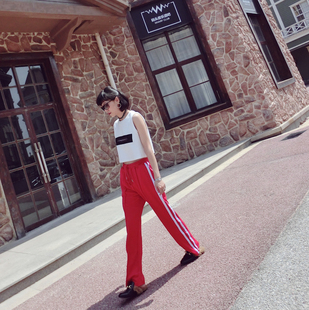 夏长裤直筒运动裤女