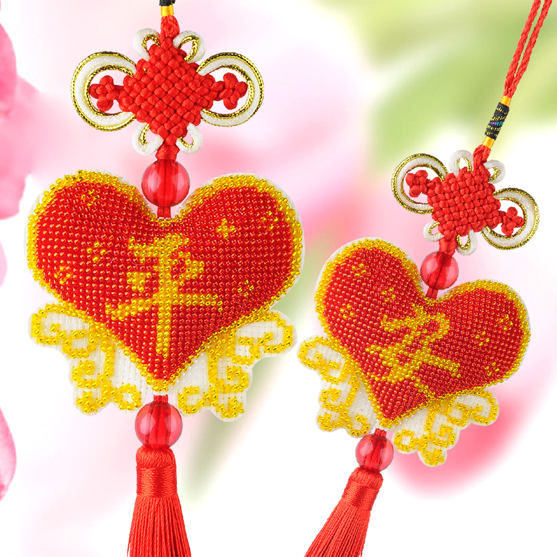 金手指 紅黃雙色愛心平安福 精准印花小格十字繡車挂蝴蝶花邊包郵在類目 居家布藝, 十字繡及工具配件, 十字繡套件中 - 來自Buy2taobao.com提供專業的淘寶代購服務
