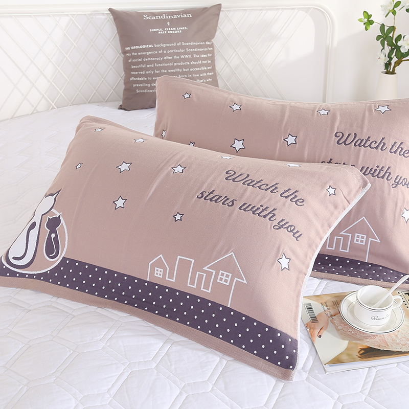 Gauze pure cotton Pillowcase a pair adult marry lovers European style high-grade Four seasons thickening enlarge Single Pillow towelin the Bedclothes , Pillow category - from Buy2taobao.com to provide professional Taobao agent buy service
