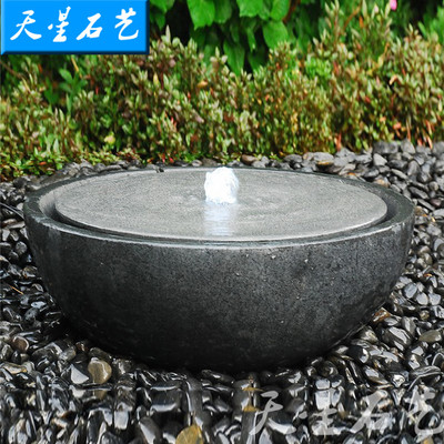 庭院水景流水石钵聚宝盆流水摆件花园装饰品圆形流水喷泉落地摆件