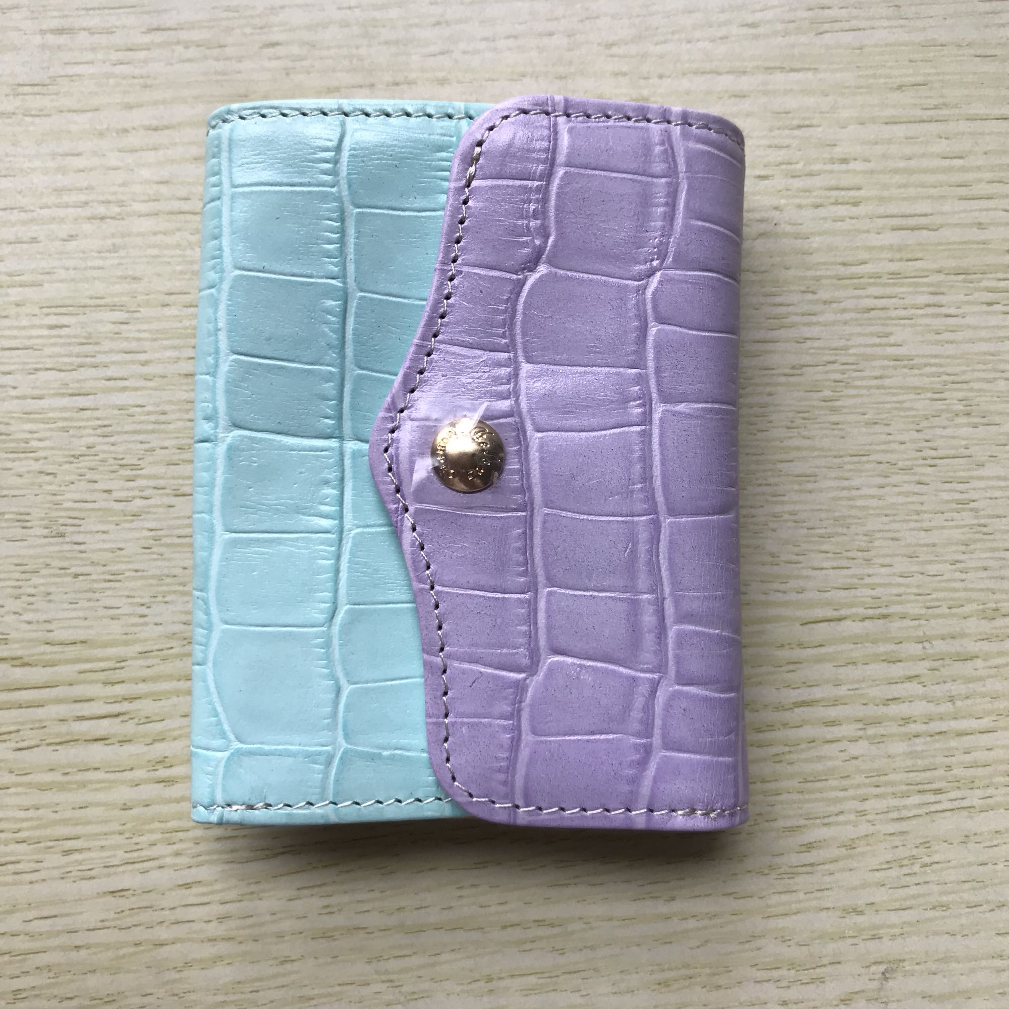 Japan wathet Light purple Crocodile print cowhide Vertical section Mini have cash less than that is registered in the accounts walletin the Leather/Lady bags/Men's bag, Wallet category - from Buy2taobao.com to provide professional Taobao agent buy service
