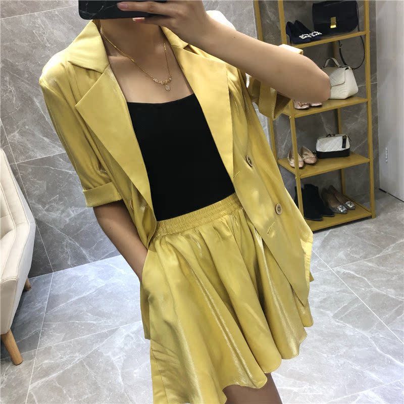 summer new pattern temperament grace suit Lapel Double-breasted Short sleeved coat Elastic waist Easy Dressy Shorts suitin the Women's clothing/Boutique , Set/Student uniforms/Work uniforms , Other suits category - from Buy2taobao.com to provide professional Taobao agent buy service