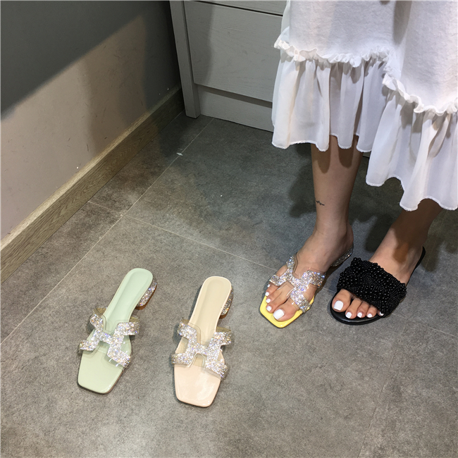 FQ3 Real shot Diamond slipper lady temperament A pedal Square With crude Patent leather summer Explosive money Korean shoesin the Women's Shoes, Slippers category - from Buy2taobao.com to provide professional Taobao agent buy service