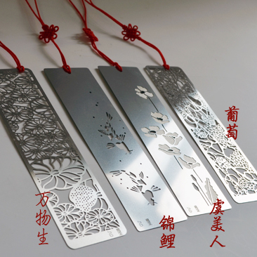 【锦鲤 虞美人】中国风传统图案 不锈钢书签 金属书签定制礼品|ruв категории электронный словарь/электрический бумажных книг/канцелярские принадлежности, бумажные книги, Закладки - от Buy2taobao.com для оказания профессиональной услуги покупки агента Taobao