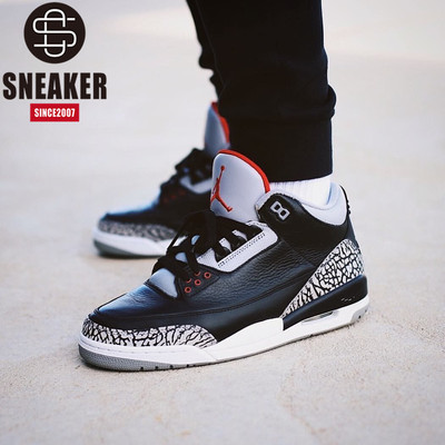 耐克air jordan 3 black cement aj3 黑水泥爆裂纹 854262-001