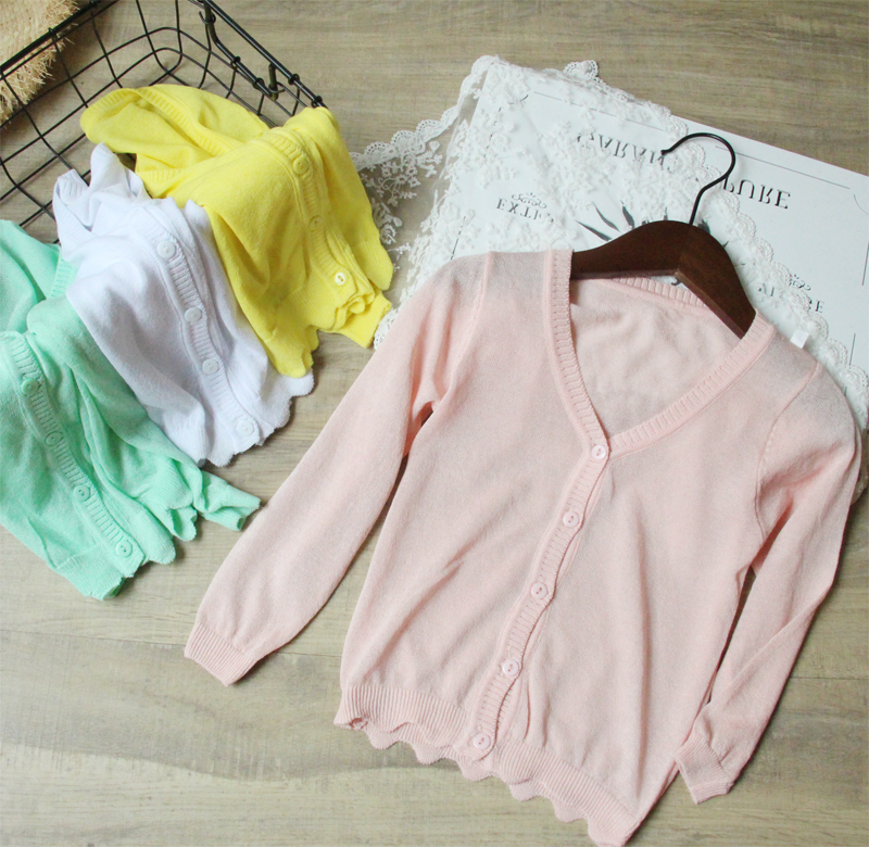 girl Ice Cotton Wavy edge Sunscreen Female baby Sunscreen Light and thin knitting air conditioner children Cardiganin the Children/Baby/Family fitted , Sweaters/Knitwear category - from Buy2taobao.com to provide professional Taobao agent buy service
