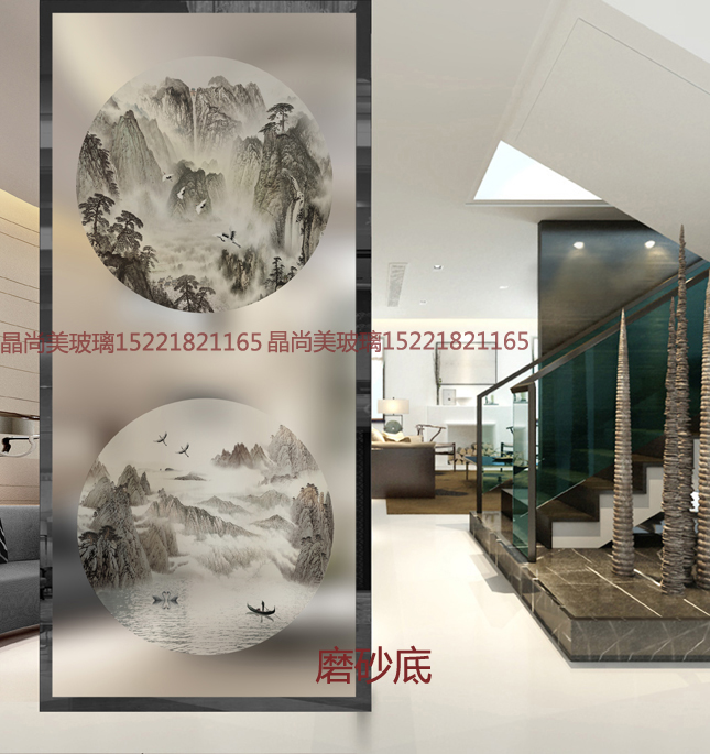 现代艺术玻璃屏风客厅隔断入门玄关过道背景3D彩绘双面透光山水画|msdalam kategori bahan binaan asas, Glass, Seni kaca - dari Buy2taobao.com untuk memberikan perkhidmatan ejen Taobao profesional membeli