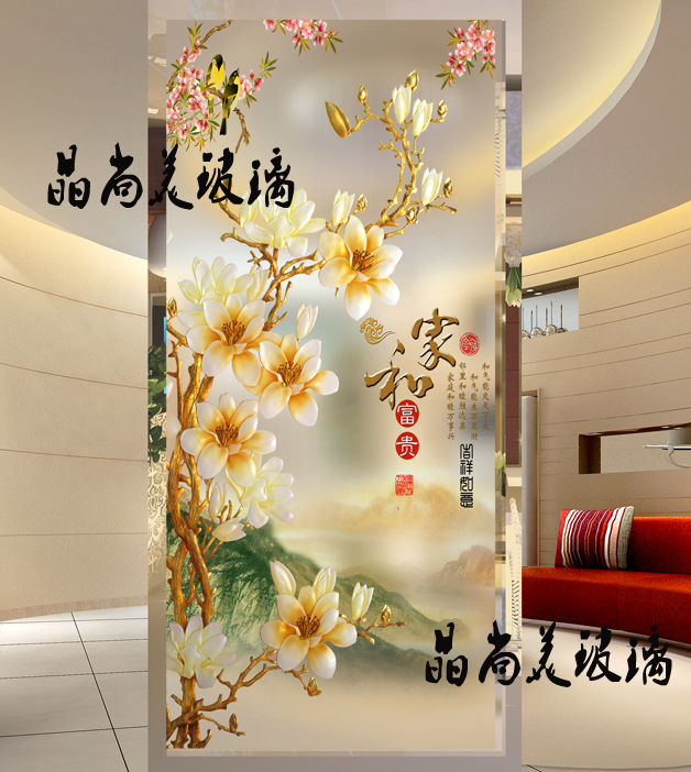 Art Glass Entrance background Off screen Aisle background Two-sided Tempered Carved Home and Wealthin the Basic building materials , Glass , Art Glass category - from Buy2taobao.com to provide professional Taobao agent buy service
