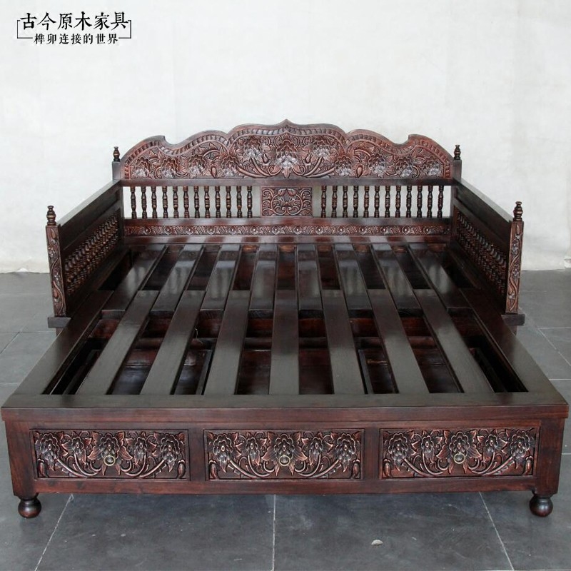东南亚风格实木多功能伸缩沙发床CH320-7坐卧两用泰式实木沙发床|msdalam kategori perabot kediaman, SOFA, Katil Sofa - dari Buy2taobao.com untuk memberikan perkhidmatan ejen Taobao profesional membeli