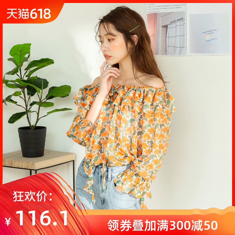 2019夏季新款寬松壹字肩雪紡衫女韓版心機襯衫設計感超仙露肩上衣在類目 女裝/女士精品, 蕾絲衫/雪紡衫中 - 來自Buy2taobao.com提供專業的淘寶代購服務