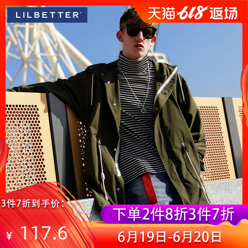 Lilbetter風衣男 韓版時尚連帽大衣中長款寬松夾克男士春裝外套潮在類目 男裝, 夾克中 - 來自Buy2taobao.com提供專業的淘寶代購服務