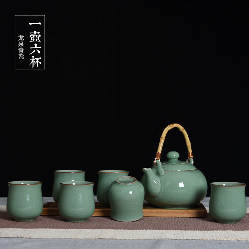 龍泉青瓷茶壺 陶瓷提梁壺 大號泡茶壺大容量沏涼水壺套裝單壺禮品在類目 餐飲具, 茶具, 功夫茶具中 - 來自Buy2taobao.com提供專業的淘寶代購服務