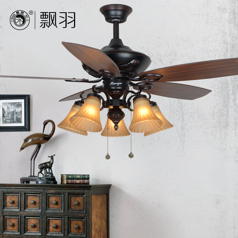 新美式复古吊扇灯欧式仿古木叶电扇灯客厅餐厅风扇灯乡村田园吊灯在类目 生活电器, 吊扇中 - 来自Buy2taobao.com提供专业的淘宝代购服务