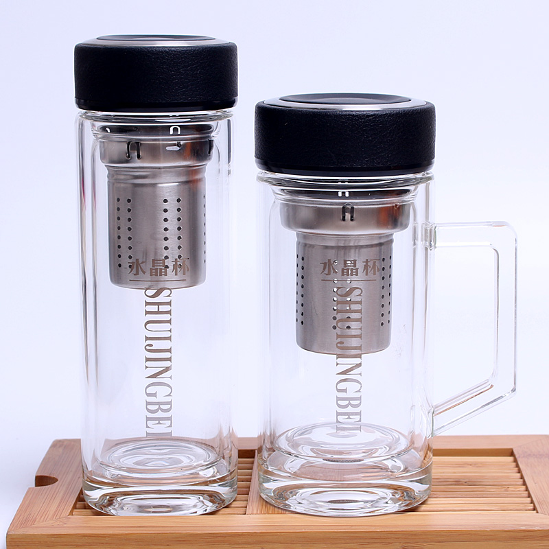 柄隔热茶杯双层水晶高档盖水杯办公杯杯子带把手过滤泡茶天然保温在类目 餐饮具, 杯子/水杯/水壶, 隔热杯中 - 来自Buy2taobao.com提供专业的淘宝代购服务