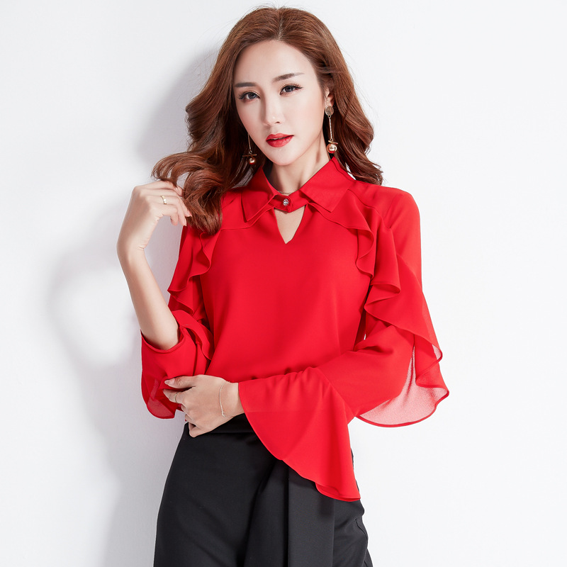 2019新款东大门女装春装韩版时尚百搭雪纺衫潮宽松显瘦打底女上衣|msdalam kategori Butik wanita / wanita, baju lace/baju chiffon - dari Buy2taobao.com untuk memberikan perkhidmatan ejen Taobao profesional membeli