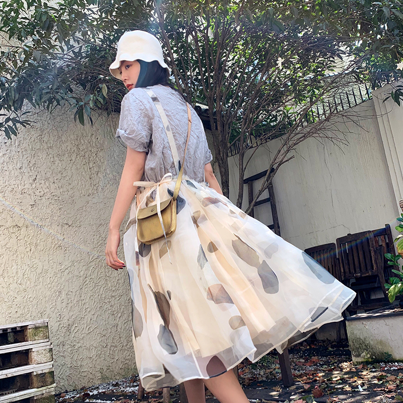 MADEINAM2019 Spring New products fairy temperament straps Eugen romantic Aesthetic printing Maxi Dressin the Women's clothing/Boutique , Skirts category - from Buy2taobao.com to provide professional Taobao agent buy service