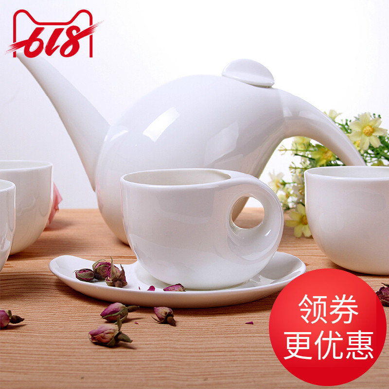 纯白家用大水滴壶创意陶瓷茶具创意茶杯无铅骨瓷茶壶套装一壶四杯在类目 餐饮具, 茶具, 功夫茶具中 - 来自Buy2taobao.com提供专业的淘宝代购服务