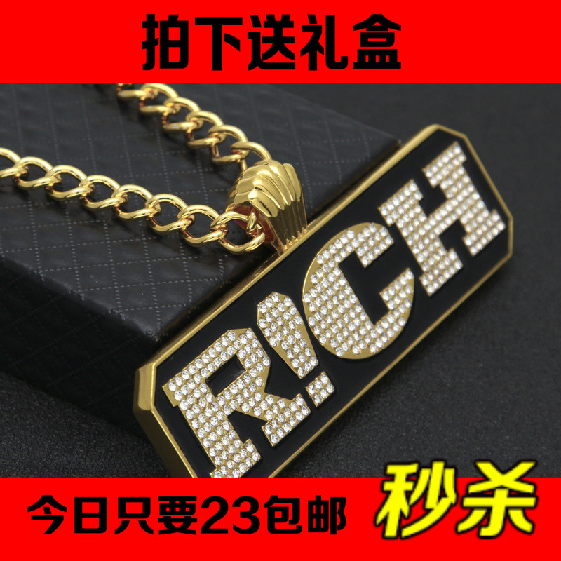 China Rap Same item Hip hop Gold Chain Necklace BLING RICH HIPHOP chainz Pendants for men and womenin the Accessories/Fashion Jewelry, Necklace category - from Buy2taobao.com to provide professional Taobao agent buy service