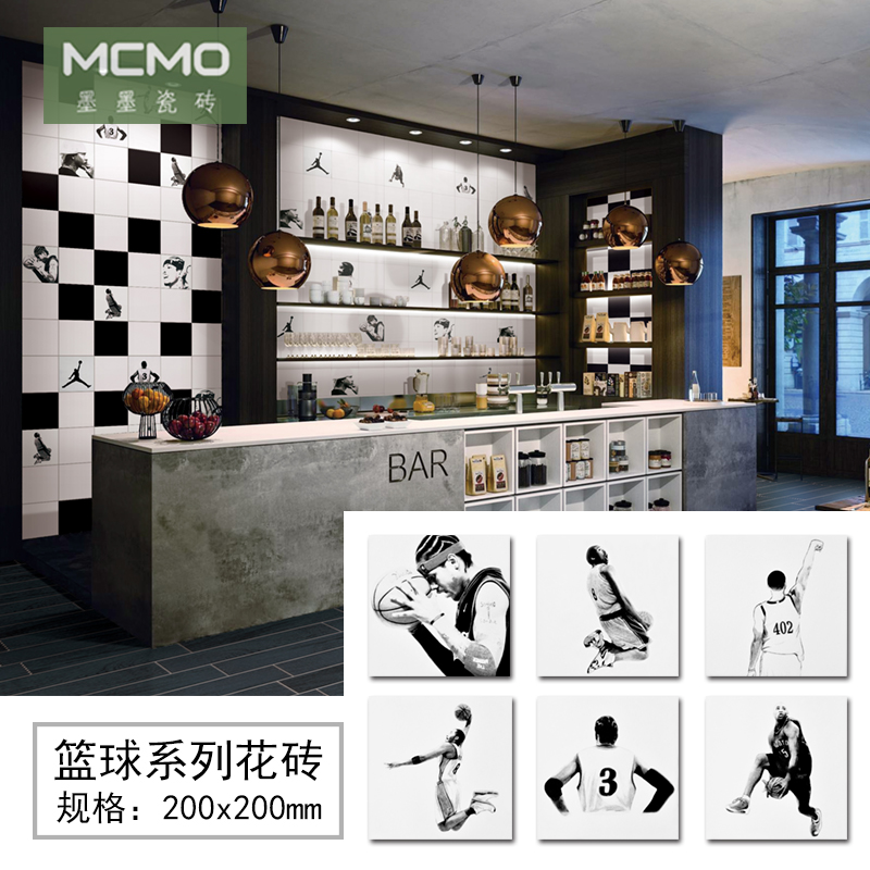 NBA Fans Edition kitchen Tile floor tile Northern Europe black and white Hand drawn balcony metope TOILET Motif ceramic tile 200in the Decoration main material , Ceramic tile , Tile decorative accessories , Motif category - from Buy2taobao.com to provide professional Taobao agent buy service
