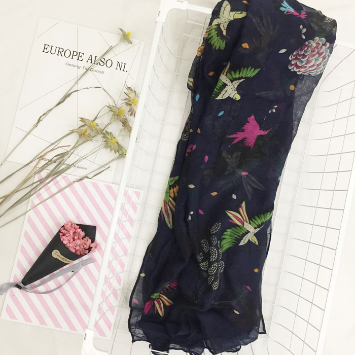 ,the republic of korea spring and autumn Birds Broken flowers Cotton and hemp scarf Silk scarf Korean Edition Like a breath of fresh air printing Versatile Shawlin the Accessories/Leather belt/Hat/Muffler , Muffler/Scarves/Shawl category - from Buy2taobao.com to provide professional Taobao agent buy service