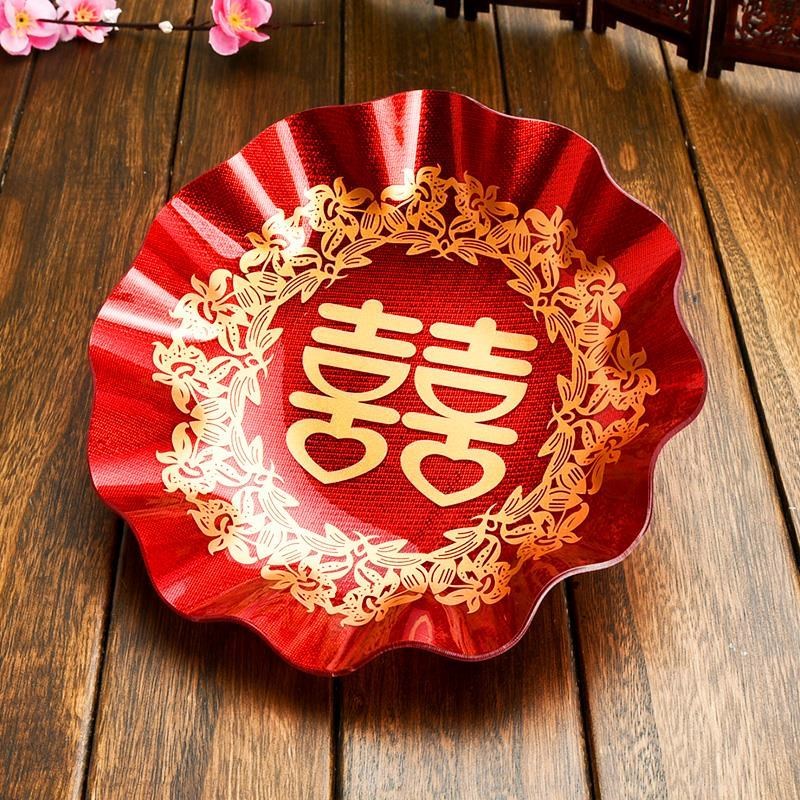 婚礼中式婚庆果盘结婚红喜盘一次性复古摆件零食糖果盘水果盘红色|ruв категории посуда, посуда, фрукты бассейна/компот/корзина - от Buy2taobao.com для оказания профессиональной услуги покупки агента Taobao