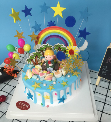 卡通 创意小王子鲜奶水果 生日蛋糕 宝宝周岁白天 上海免费配送