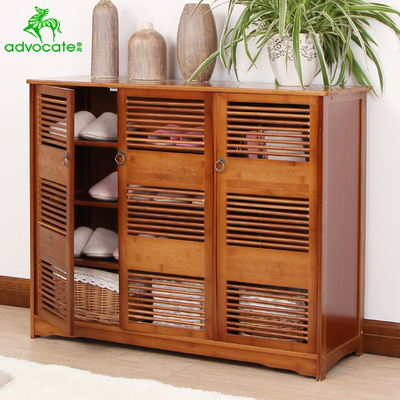 门口鞋柜实木多层鞋柜楠竹鞋架简约现代收纳客厅玄关多功能门厅柜