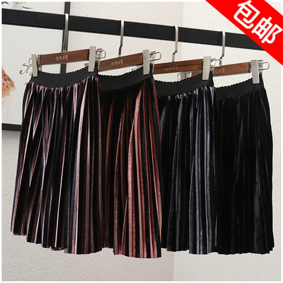 包邮 2018秋冬新款高腰灯芯绒百褶时尚半身裙短裙女63168Q