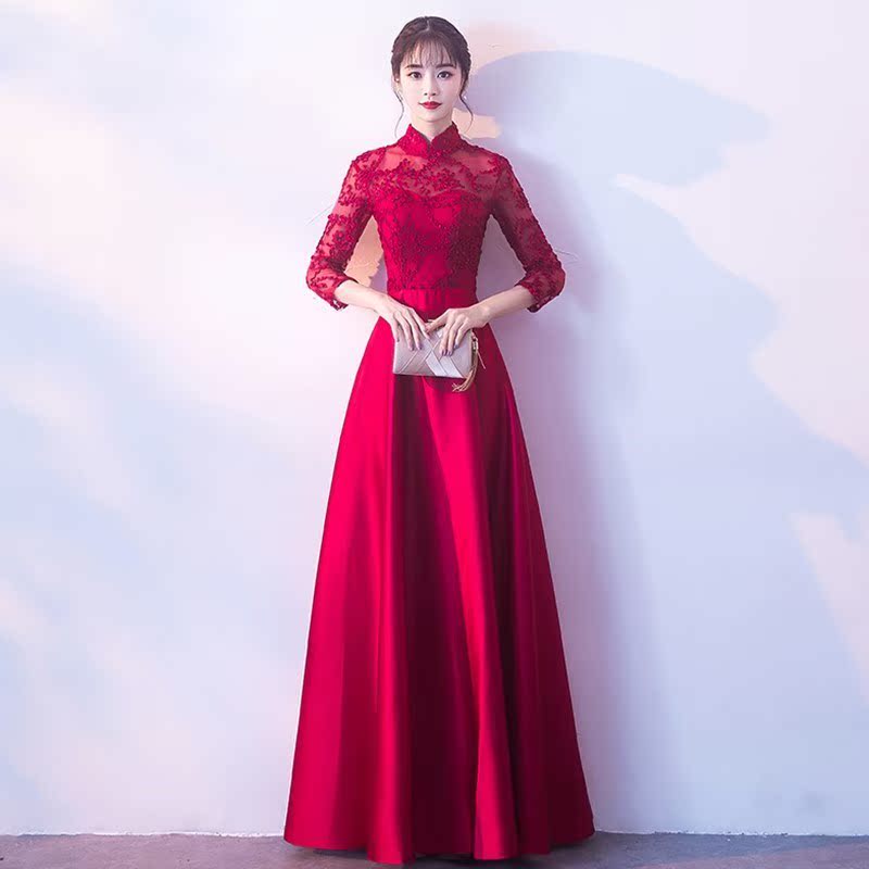 伴娘服2019新款长款韩版姐妹裙闺蜜装中式晚礼服裙女气质优雅长袖在类目 女装/女士精品, 婚纱/旗袍/礼服, 礼服/晚装中 - 来自Buy2taobao.com提供专业的淘宝代购服务
