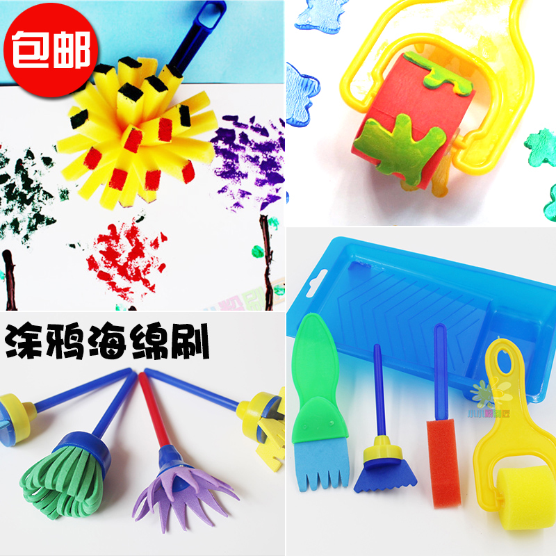 儿童创意海绵刷美术课颜料画画海绵滚刷画刷拓印印章艺术课用品|msdalam kategori Toy/bayi/teka-teki/blok bangunan/model, bekalan lukisan, berus/berus - dari Buy2taobao.com untuk memberikan perkhidmatan ejen Taobao profesional membeli