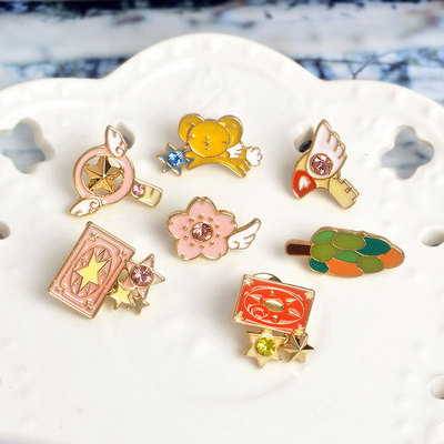 日韩可爱原宿少女樱花魔法胸针卡通动漫书包别针徽章饰品10件包邮