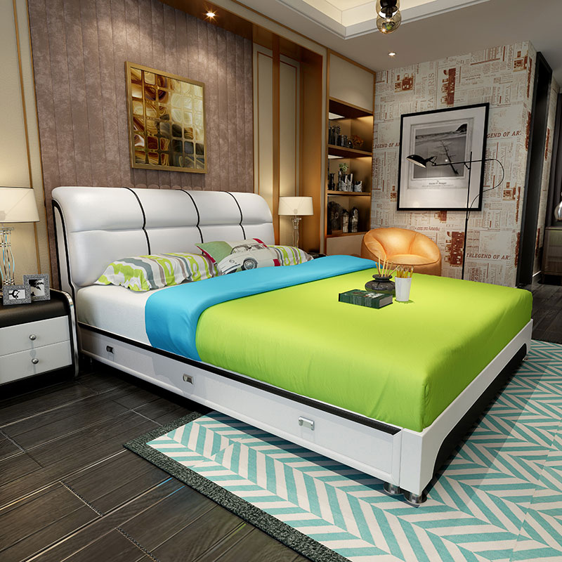 genuine leather Leather bed Double 1.8 Soft bed Pneumatic drawer multi-function Storage 1.5m Leather Bed Bed Cabinet Marriage bedin the Residential furniture , Beds , Leather Bed category - from Buy2taobao.com to provide professional Taobao agent buy service