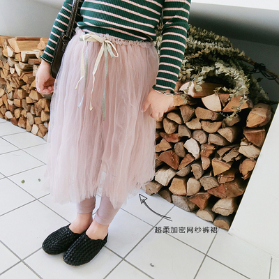2018年秋季新款中小女童网纱裤裙中长款时尚半身裙可爱公主蓬蓬裙