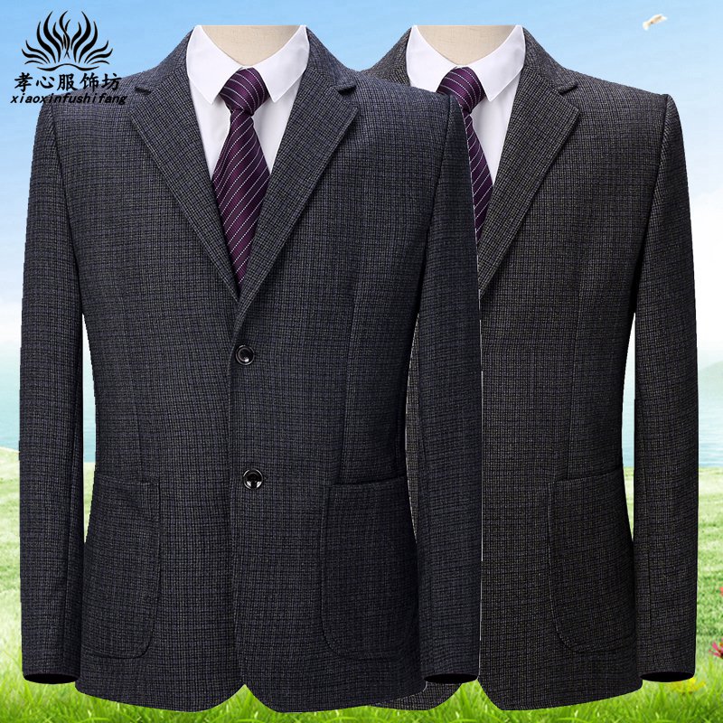 男士休閑西裝春秋厚款單件西裝上衣毛呢中老年西服外套寬松小西裝在類目 男裝, 西服中 - 來自Buy2taobao.com提供專業的淘寶代購服務