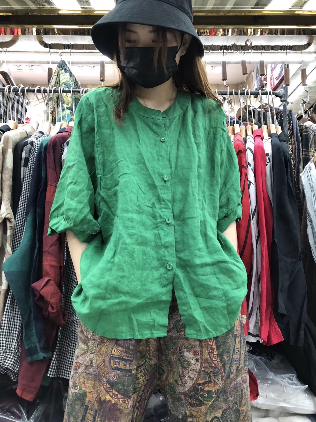 2019夏季新款韩版复古棉麻文艺风衬衣宽松显瘦纯色百搭短袖衬衫女|ruв категории Женская одежда, рубашка - от Buy2taobao.com для оказания профессиональной услуги покупки агента Taobao