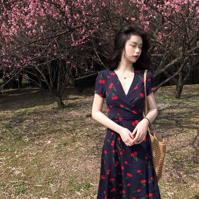 碎花雪纺连衣裙女2019夏季法式桔梗裙性感v领显瘦海边度假沙滩裙|ruв категории персональные настройки/разработка услуг/DIY, платье сумки настройки, Специальные одежды, Аниме одежды/Косплей форму - от Buy2taobao.com для оказания профессиональной услуги покупки агента Taobao
