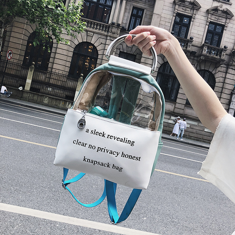 transparent jelly Backpack Korean Edition 2019 new pattern girl Small satchel fashion Use One shoulder portable knapsackin the Leather/Lady bags/Men's bag, Backpack category - from Buy2taobao.com to provide professional Taobao agent buy service