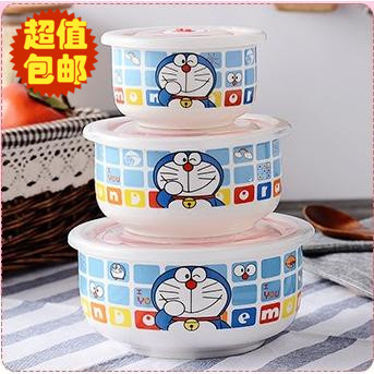 哆啦A梦陶瓷碗筷子带密封盖大中小三件套家用微波炉餐具吃饭碗在类目 餐饮具, 餐具, 碗中 - 来自Buy2taobao.com提供专业的淘宝代购服务