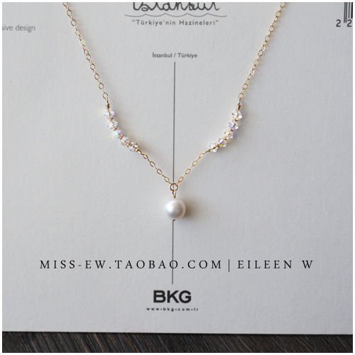 Eileen W. manual.crystal Imported 14k Cover with gold leaf clavicle Necklace natural Circle Pearl Pendantin the Accessories/Fashion Jewelry, Necklace category - from Buy2taobao.com to provide professional Taobao agent buy service