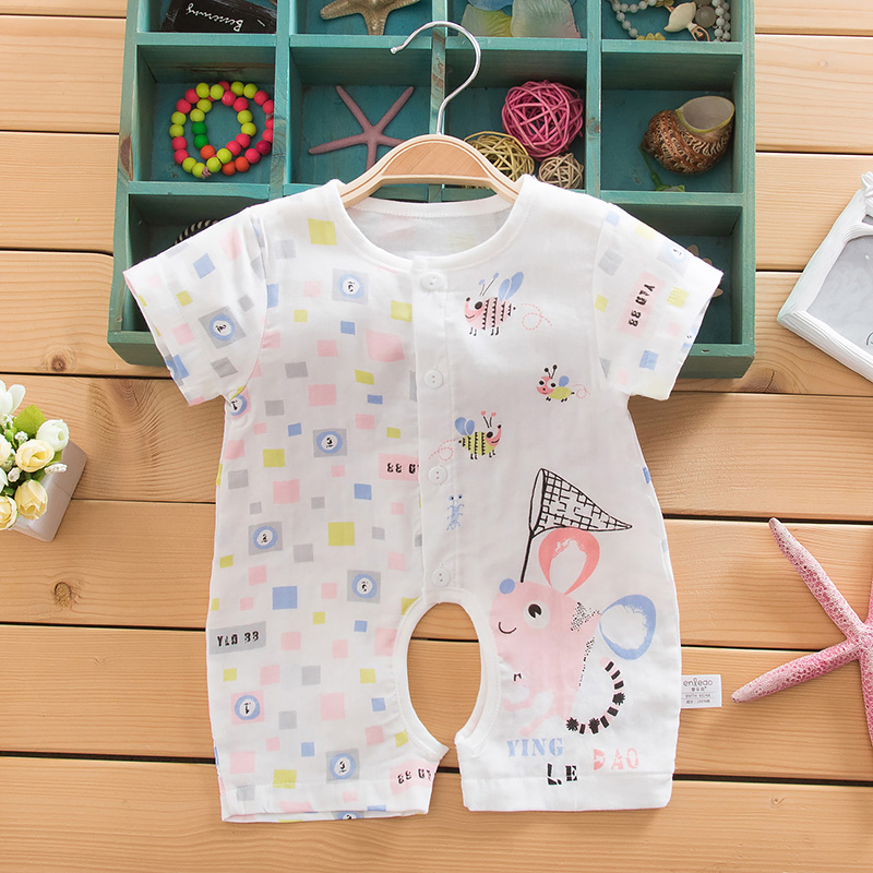 Fault code Special Offer summer baby pure cotton Gauze Short sleeved Open file Romper baby Gauze half sleeve Crotch opening Jumpsuitin the Children/Baby/Family fitted , Jumpsuit/Climbing clothes/Romper category - from Buy2taobao.com to provide professional Taobao agent buy service