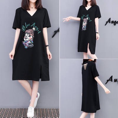 中老年女装大码胖妈妈夏装宽松女短袖连衣裙中年妈妈遮肚裙子洋气