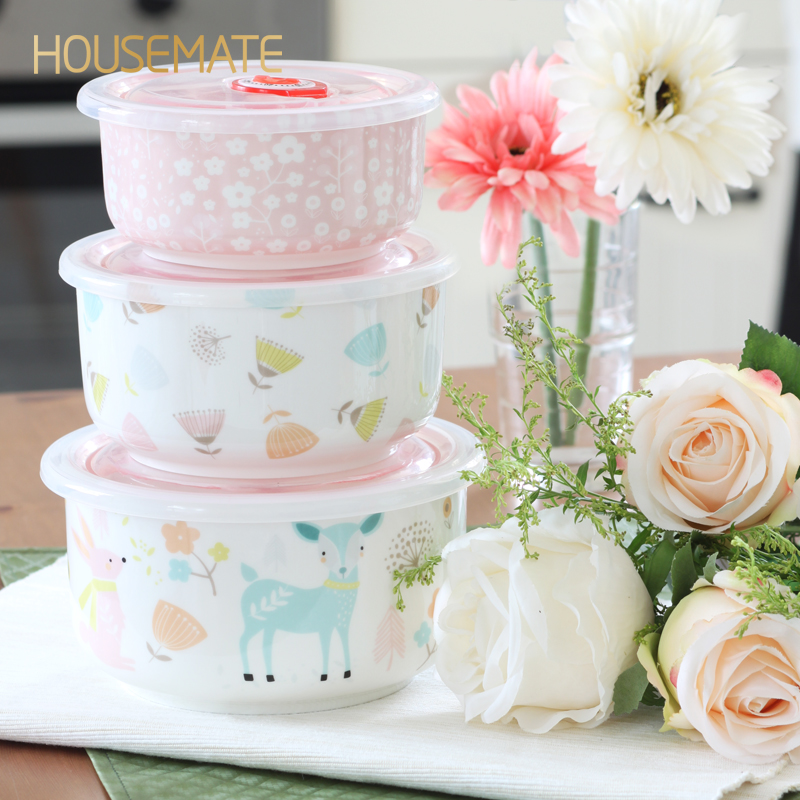A bowl of instant noodles Microwave Oven Dedicated Fruit bowl Salad bowl Ceramic bowl Fresh Bowl Couple Bowl With cover ins Bowlin the Tableware , Fresh container/Fresh Containers , Crisper category - from Buy2taobao.com to provide professional Taobao agent buy service