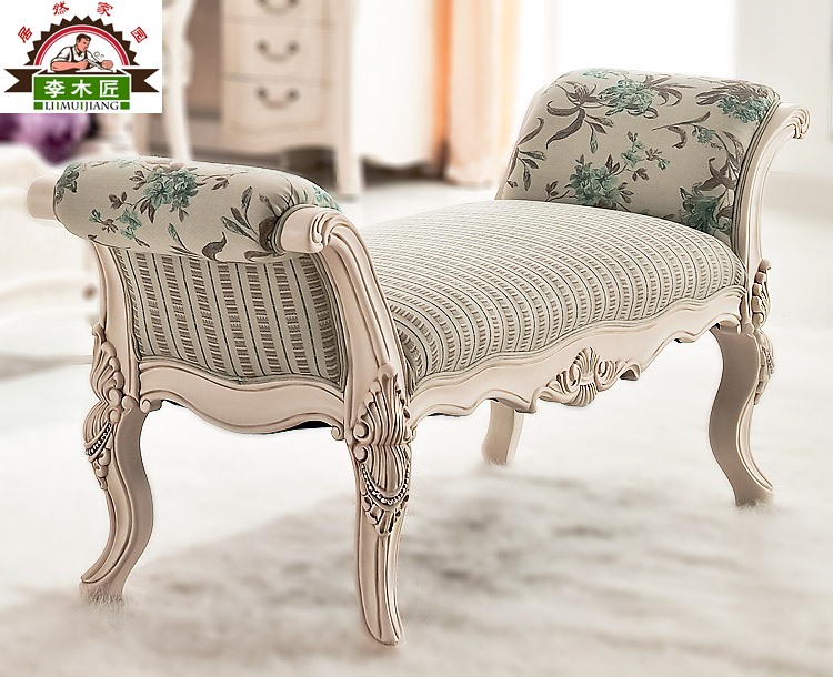 European style Bed end stool solid wood Carved Shoe changing stool American style Bed stool Fabric art Beauty couch French Couch bedroom Benchin the Residential furniture , Class Seats , Stools , Dressing stool category - from Buy2taobao.com to provide professional Taobao agent buy service